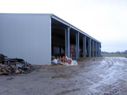 Open farm shed steel frame structure in grey finish