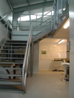Staircase to mezzanine office area