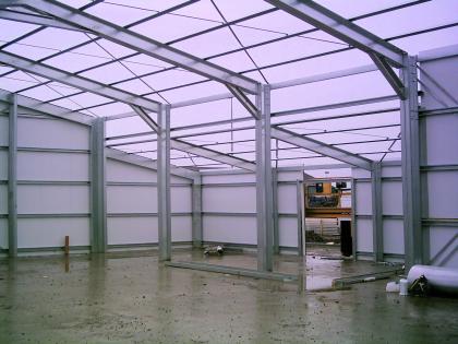 Internal structure showing how the steel frame has been custom designed for the specific building shape required