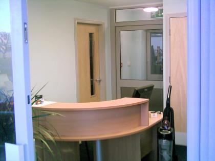 The finished reception area